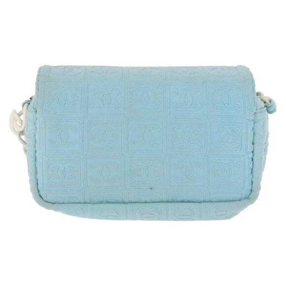 CHANEL Plastic Chain Shoulder Bag Pile Light Blue Silver CC Auth 158681V - Picture 2 of 16